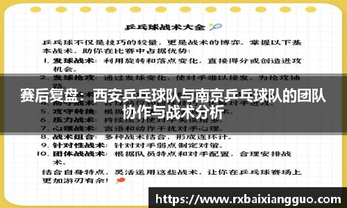 赛后复盘：西安乒乓球队与南京乒乓球队的团队协作与战术分析